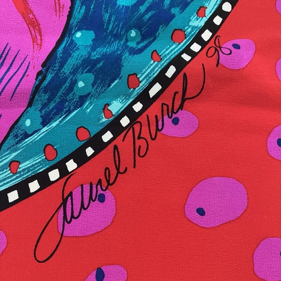 Vintage Laurel Burch Scarf Handkerchief‎ 1998 Koi Fish Square Colorful Bold Boho - Picture 2 of 5